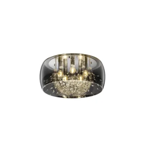 Trio Lighting Crystel Plafond 50 cm 5xE14 krom/ rökglas Krom/Rökglas - Belysning Expressleverans