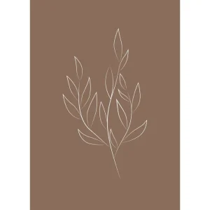 Begränsad tid Venture Home Poster Drawed leaf 50x70 cm Brun - Inredning