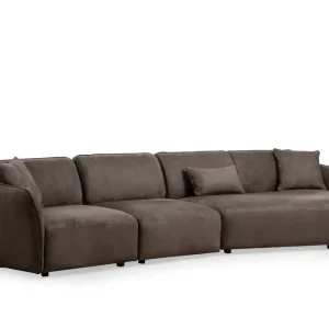 Populärt val Damor Svängd Soffa 4-sits Brun - Möbler