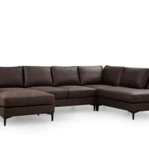 Svanabyn Soffa m. Divan och Schäslong 4-sits Mörkbrun - Möbler Fynd