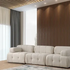 Rabatt Andrarum Belgin Bubblig Soffa 3-sits med utfällbara armstöd och ryggstöd Ljusbeige / Beige - Möbler